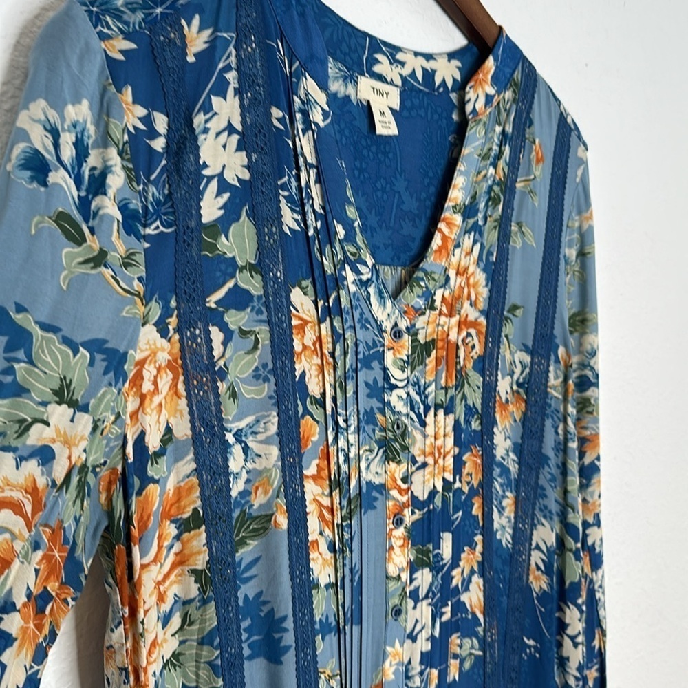 Anthropologie Tiny Giana Blue Floral Dress medium - Picture 3 of 13